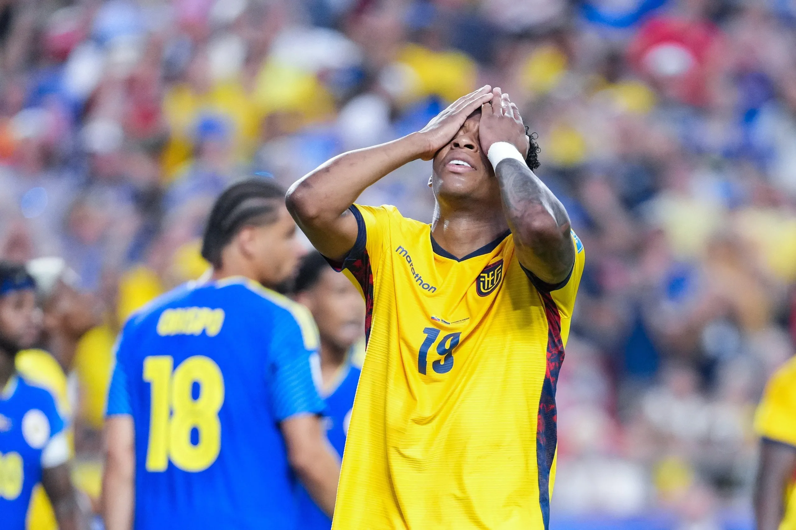 Ecuador’s Gonzalo Plata cuts a frustrated figure
