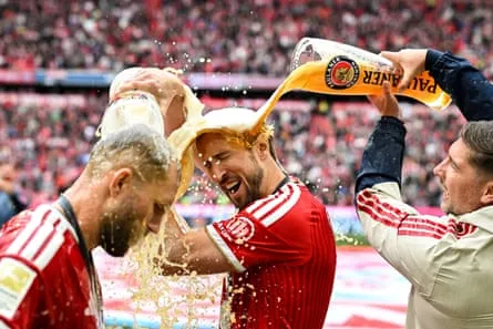 Bayern Munich Celebrates Bundesliga Victory Harry Kane and his Bayern Munich teammates celebrate their Bundesliga win in May