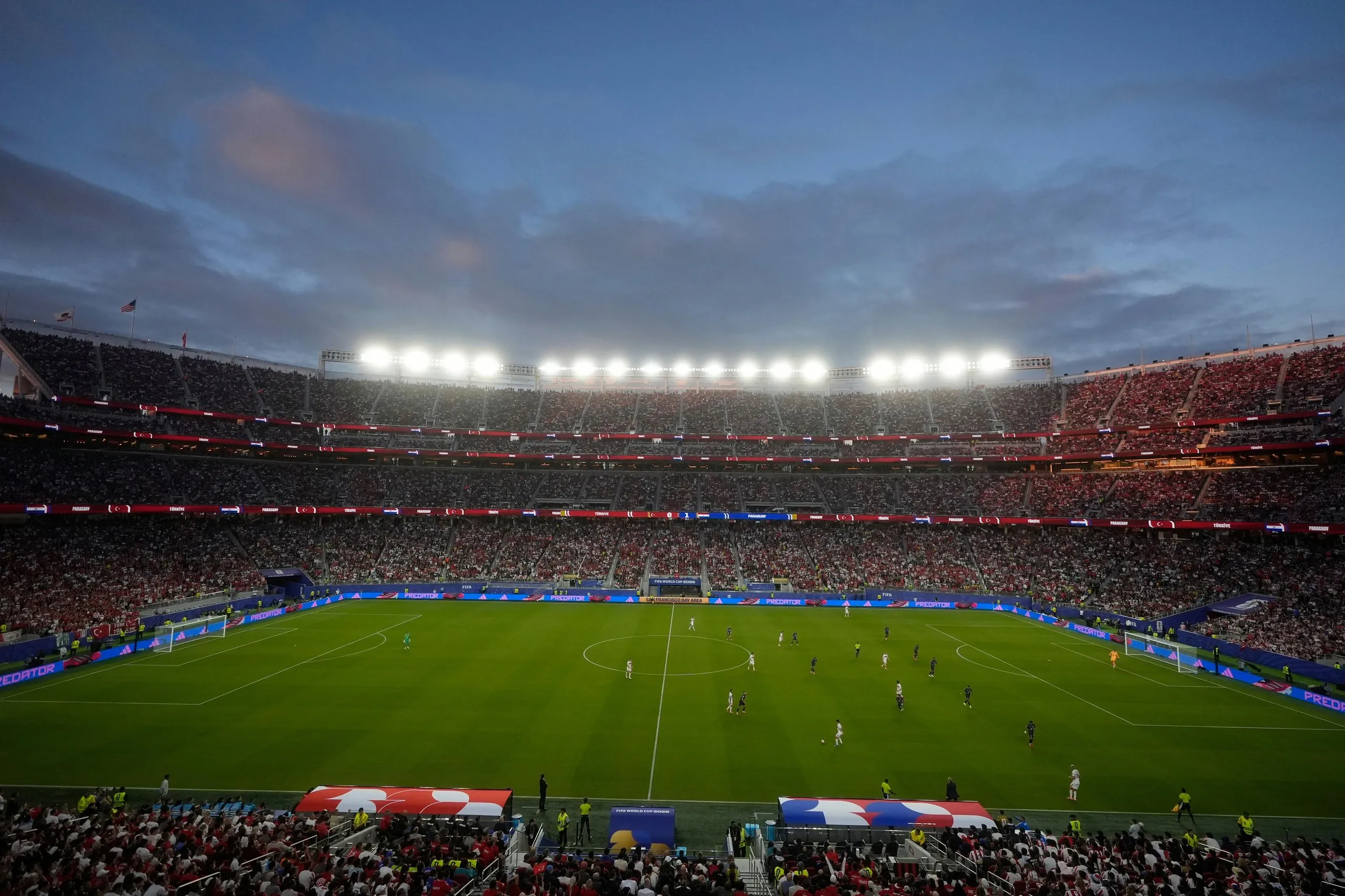 A general view of the World Cup Group D soccer match between Turkey and Paraguay in Santa Clara, California.