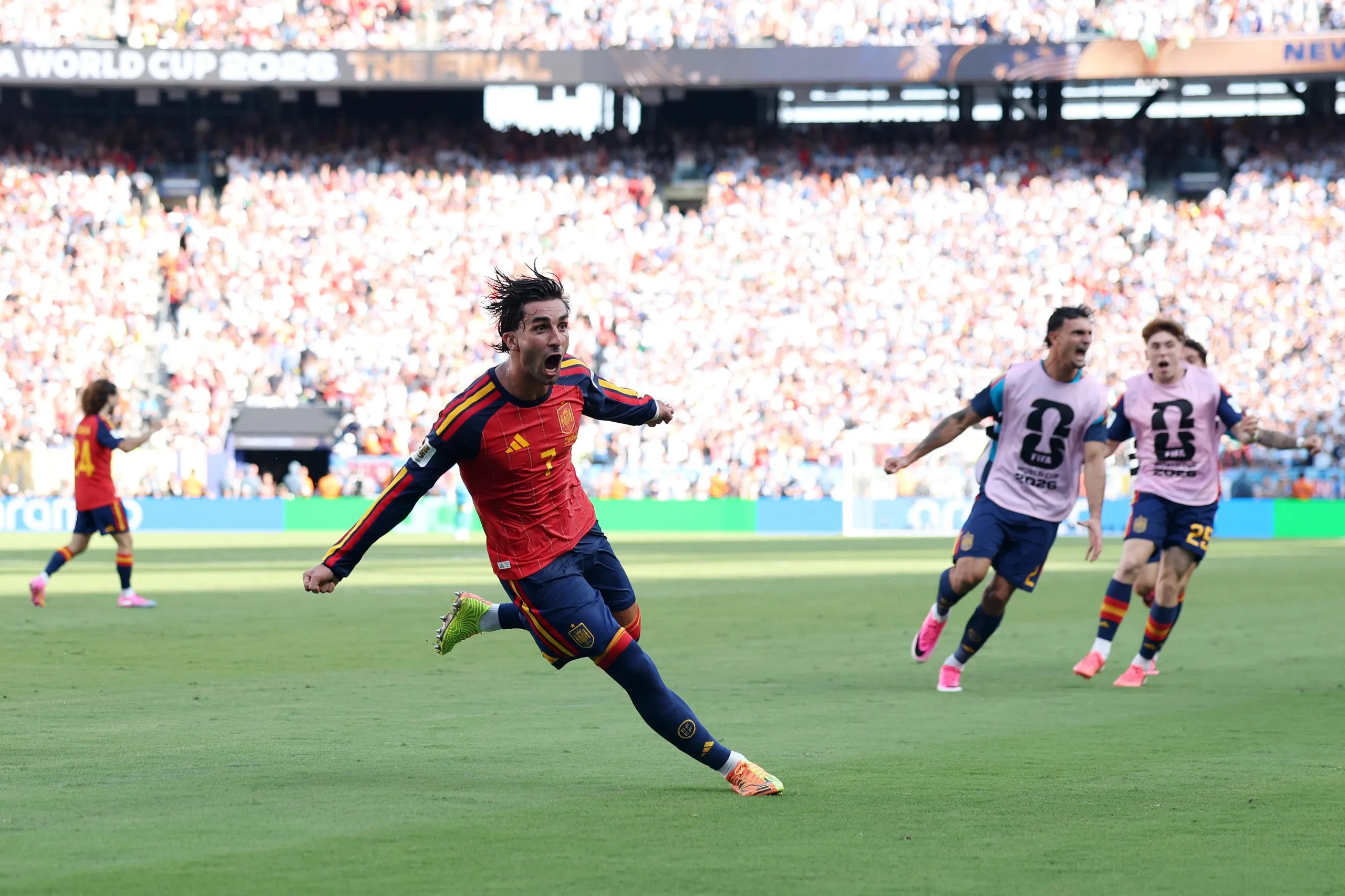 Ferran Torres and Spain celebrate scoring in extra time