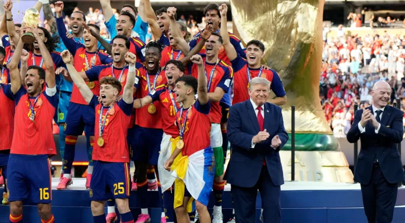 Donald Trump and Gianni Infantino booed before US president attempts to crash Spain celebrations
