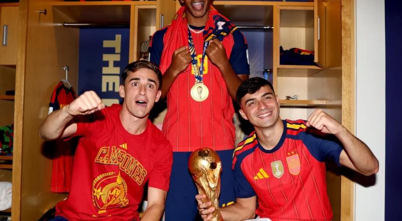 A big red speaker, Louis Vuitton trophy trunks and a tattoo bet – how Spain celebrated World Cup win